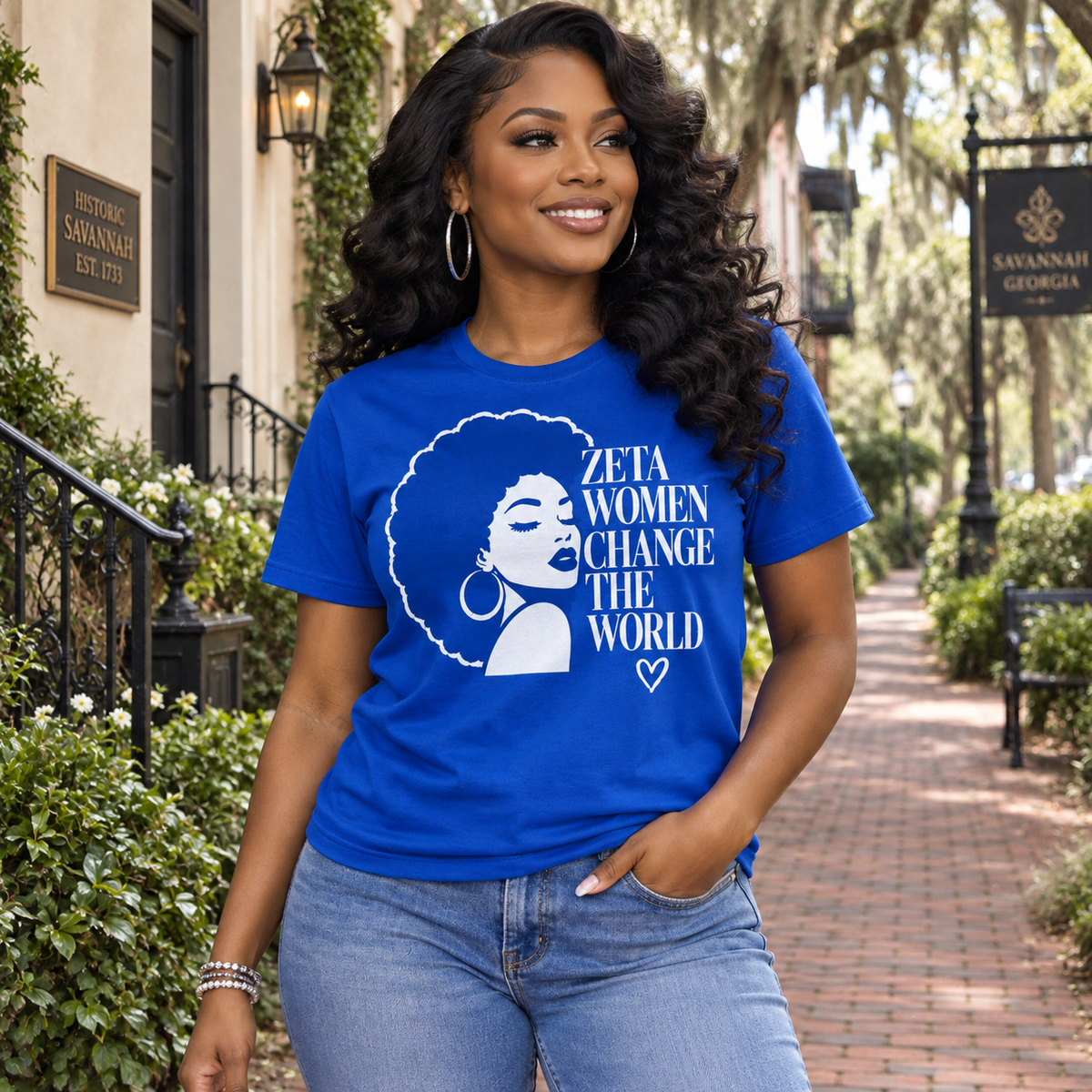 Zeta Phi Beta Women Change the World Royal Blue T-Shirt
