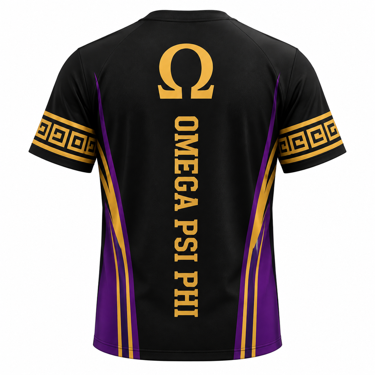Omega Psi Phi Bulldog Black, Purple & Gold All-Over T-Shirt