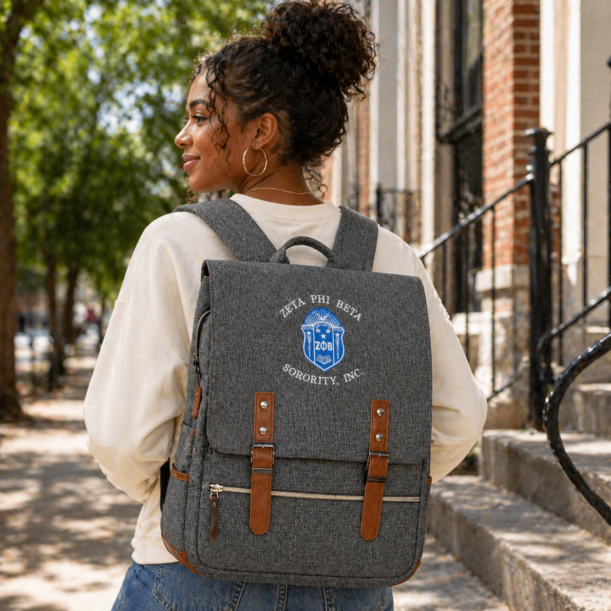Zeta Phi Beta Sorority Gray Backpack