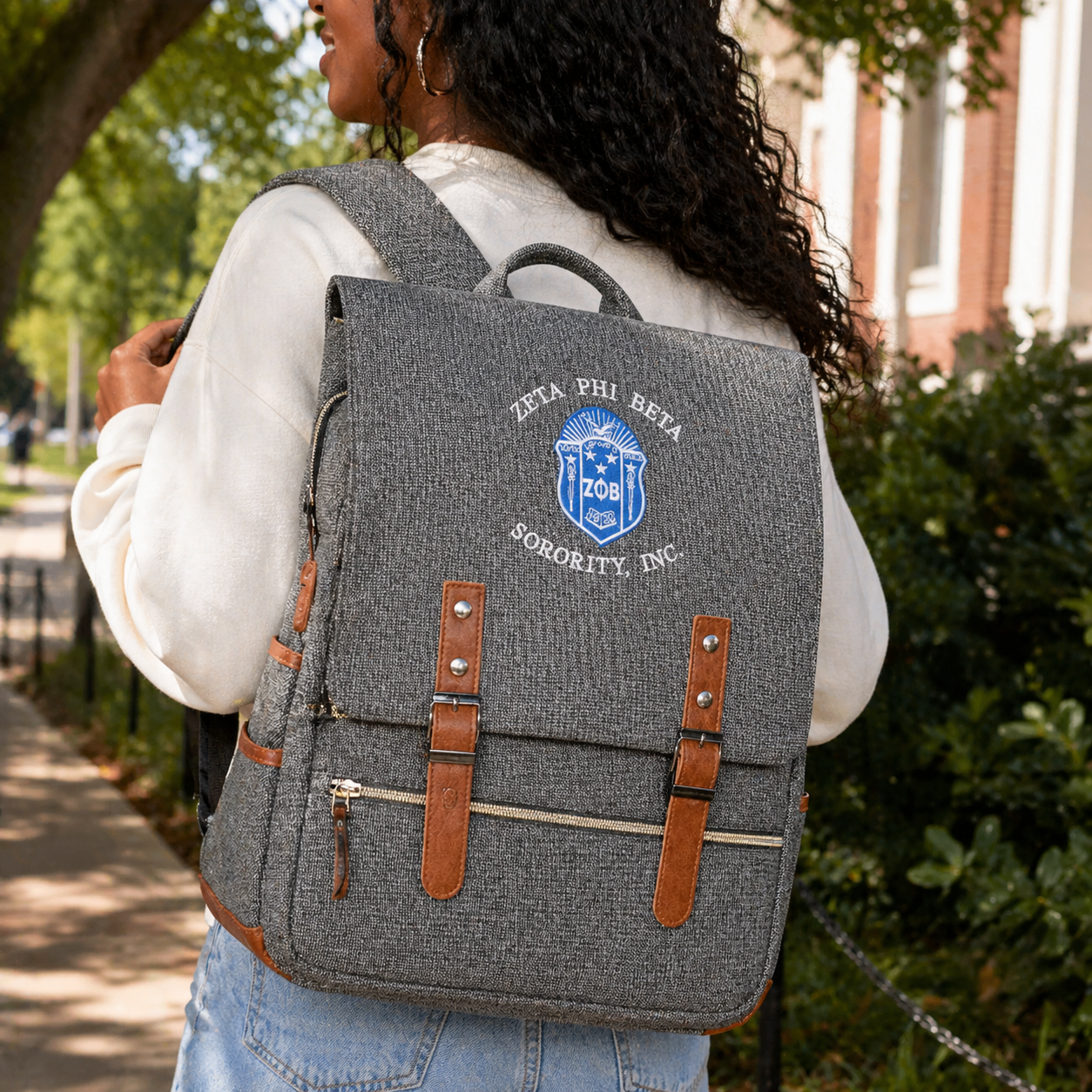 Zeta Phi Beta Sorority Gray Backpack