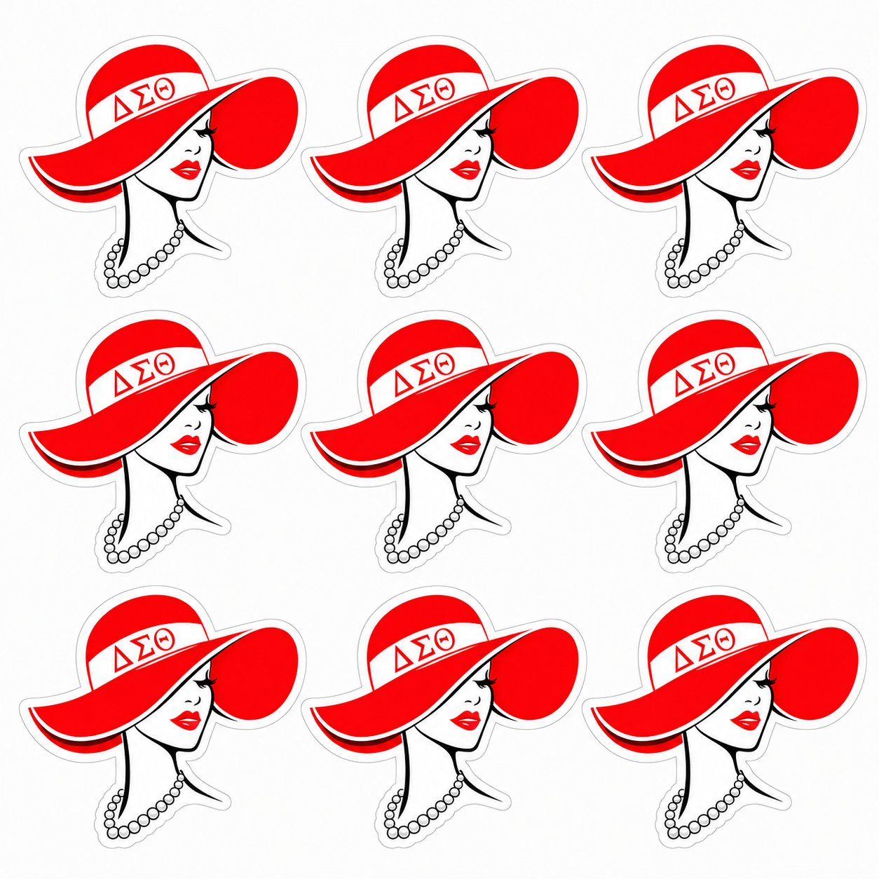 Delta Sigma Theta Red Hat Lady UV DTF Transfer Sheet