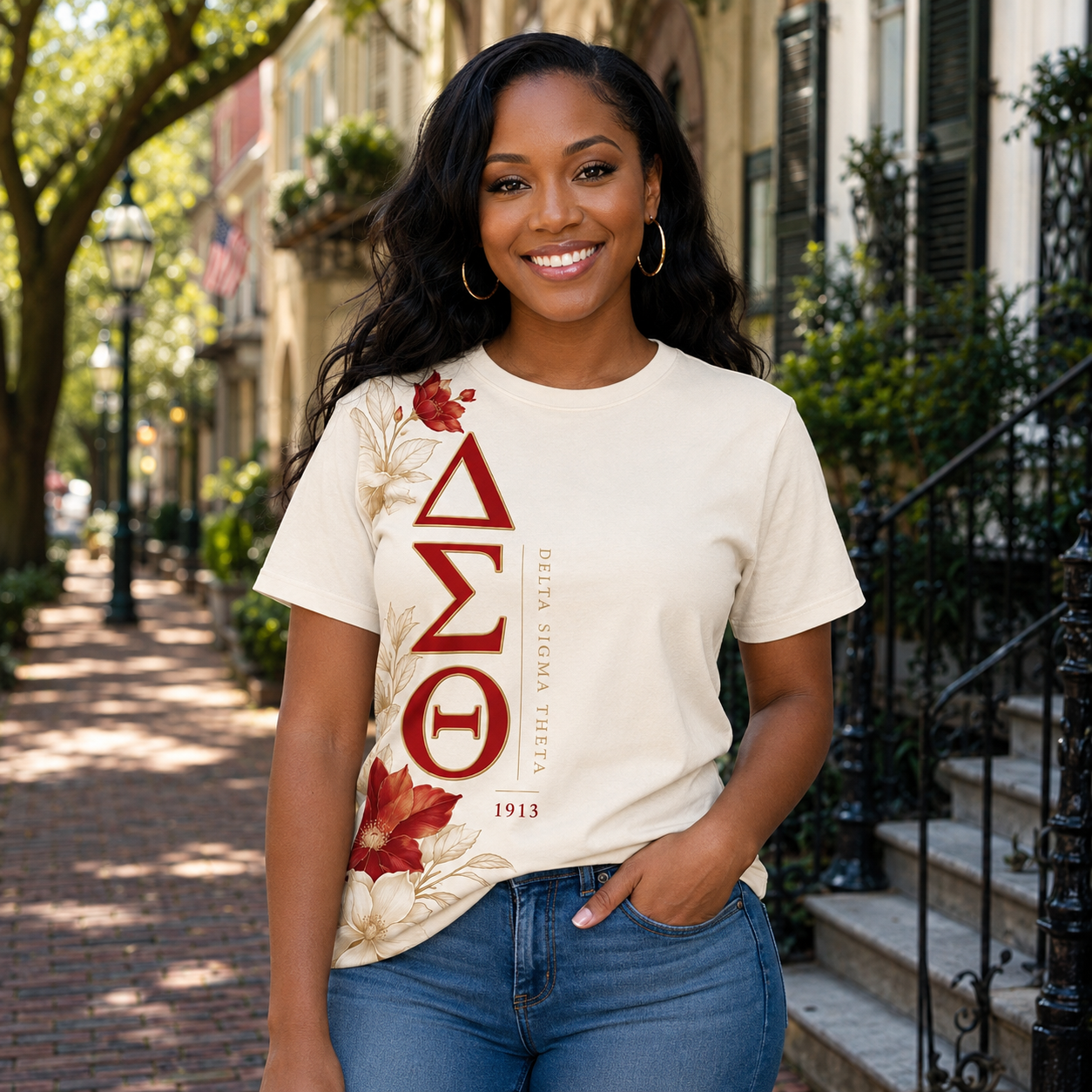Delta Sigma Theta Floral Greek Letter T-Shirt