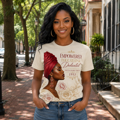 Delta Sigma Theta Empowered Educated Dedicated Cream T-Shirt