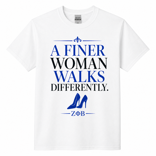 Zeta Phi Beta A Finer Woman Walks Differently T-Shirt product image from Sigma Graphics