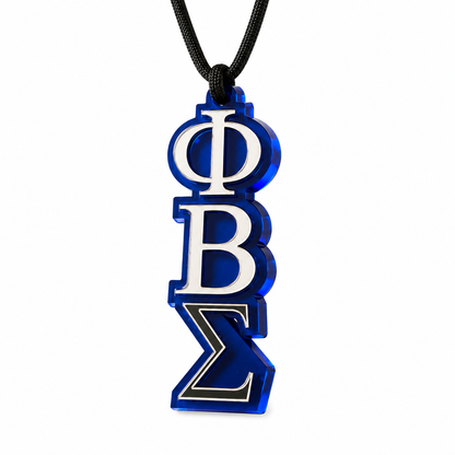 Phi Beta Sigma Blue Greek Letter Pendant Necklace