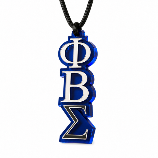 Phi Beta Sigma Blue Greek Letter Pendant Necklace