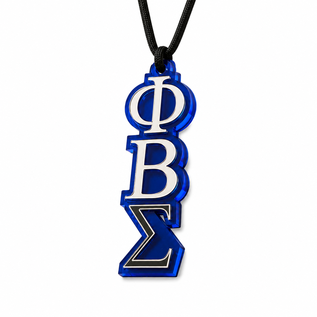 Phi Beta Sigma Blue Greek Letter Pendant Necklace