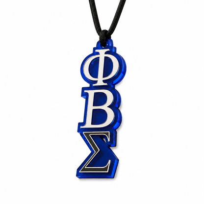 Phi Beta Sigma Blue Greek Letter Pendant Necklace