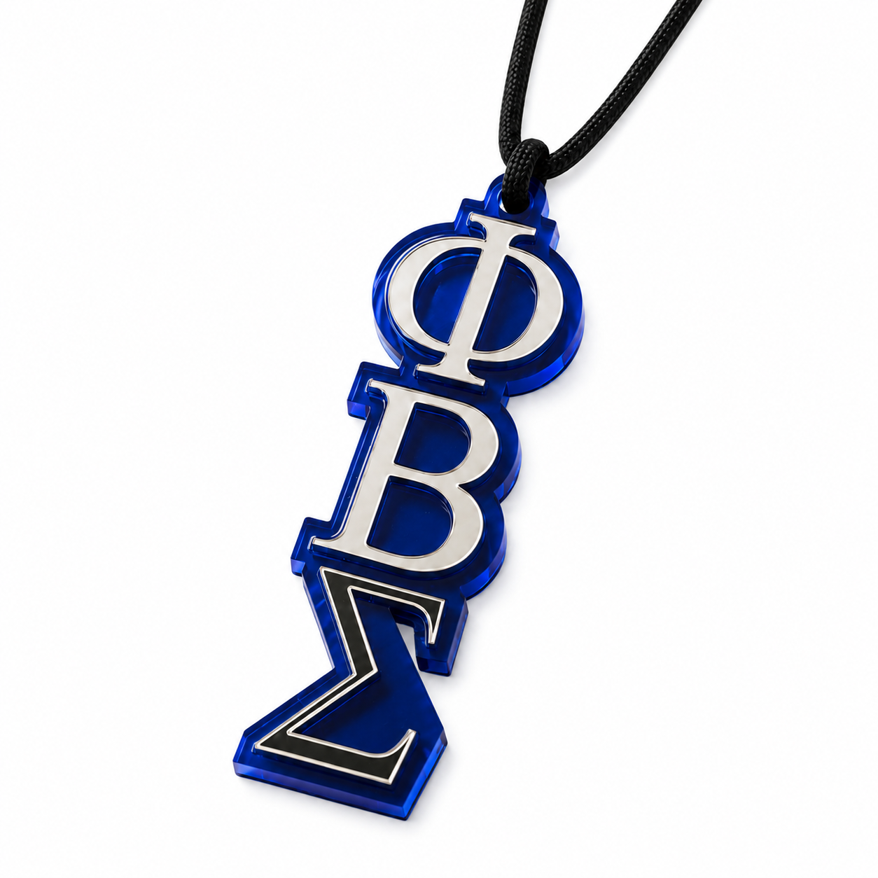 Phi Beta Sigma Blue Greek Letter Pendant Necklace