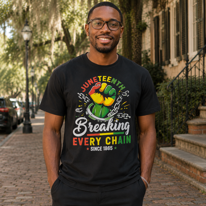 Juneteenth Breaking Every Chain Black T-Shirt