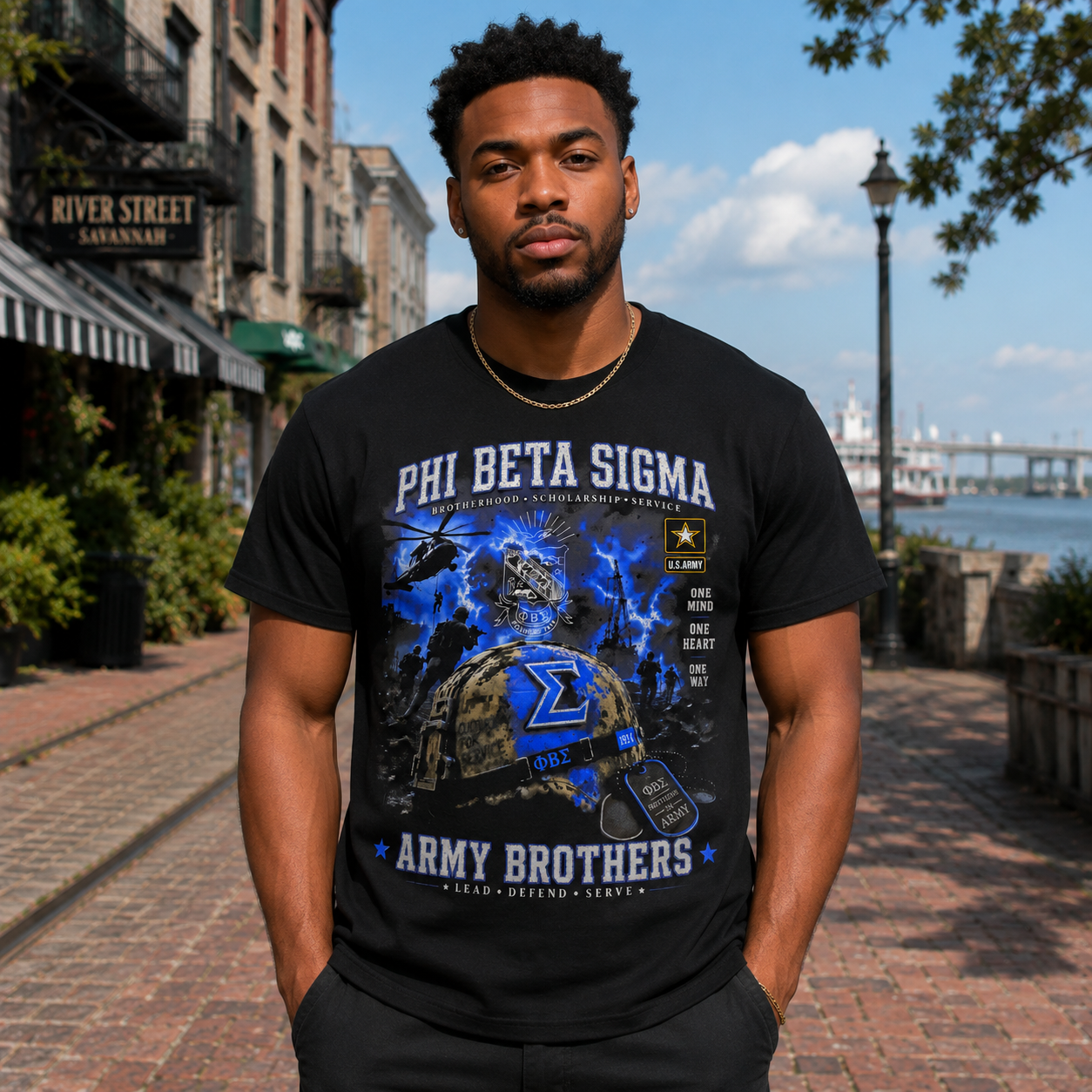 Phi Beta Sigma Army Brothers Black T-Shirt