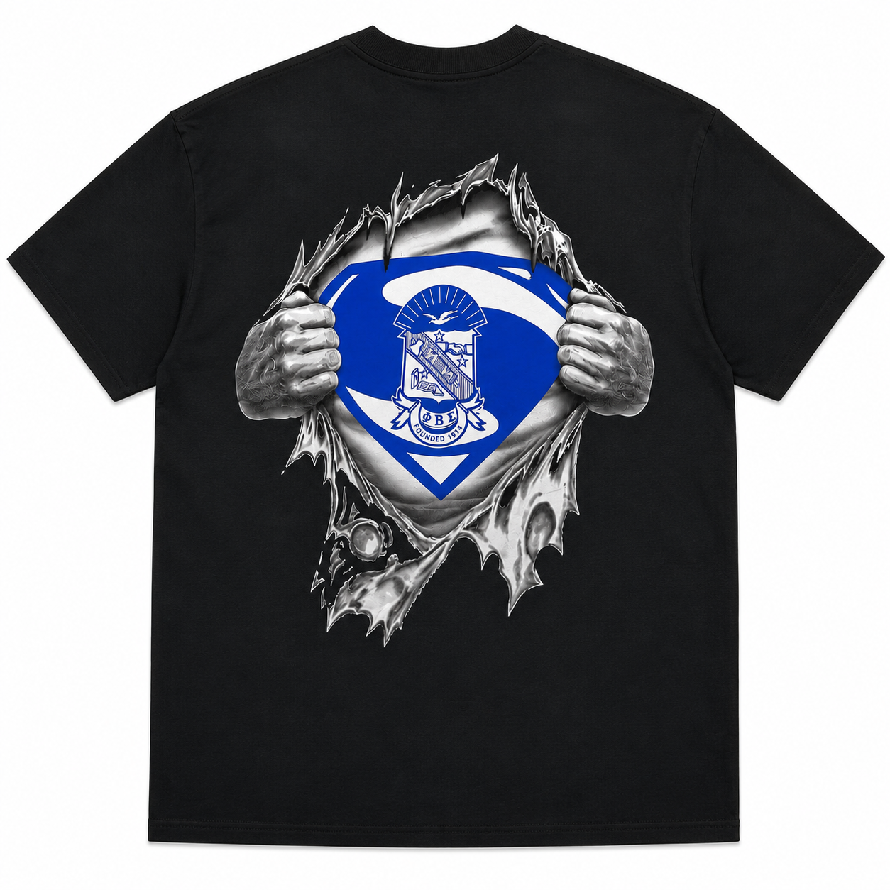 Phi Beta Sigma Super Shield Black Graphic T-Shirt