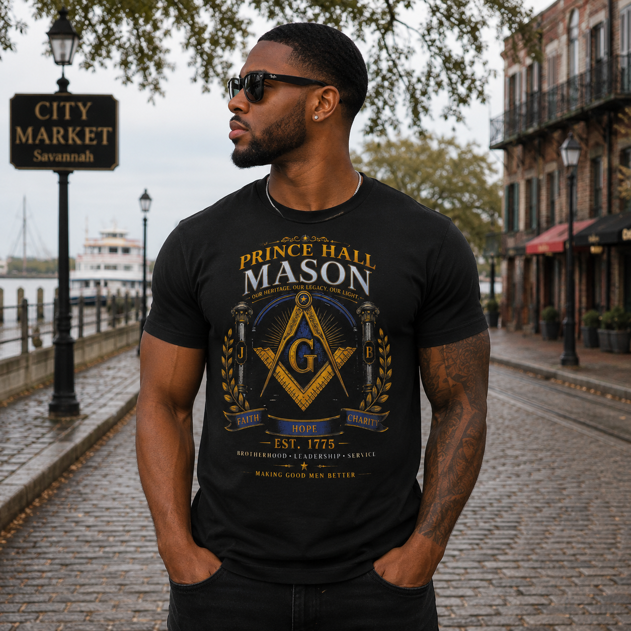 Prince Hall Mason Black Graphic T-Shirt