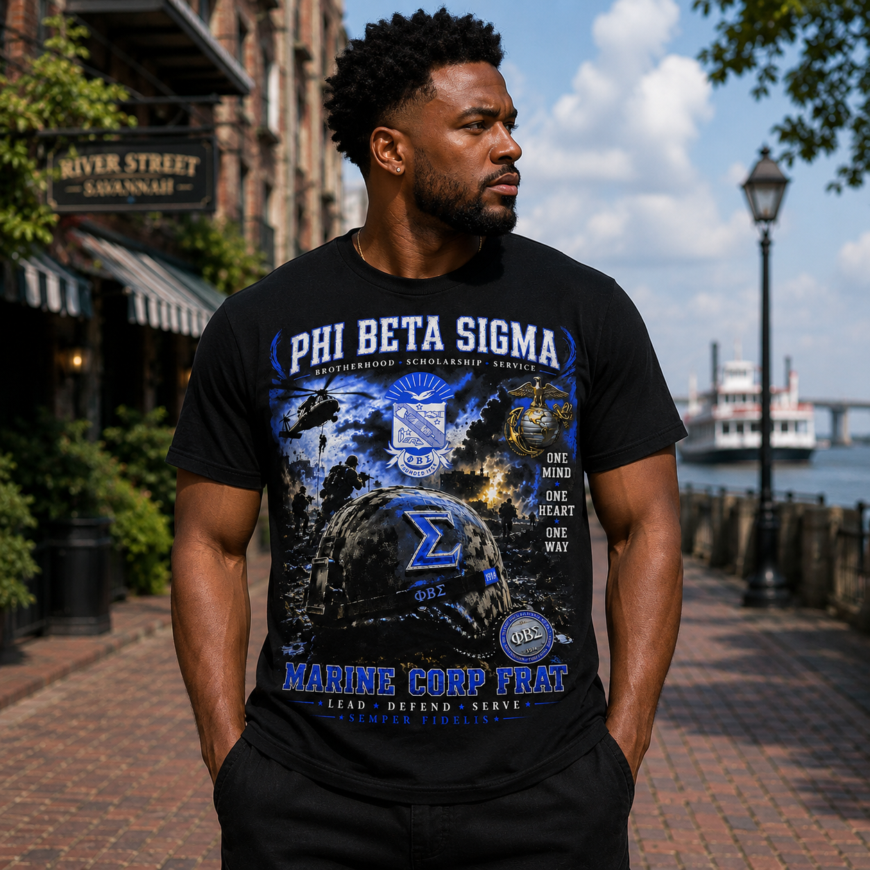 Phi Beta Sigma Marine Corps Frat Black T-Shirt
