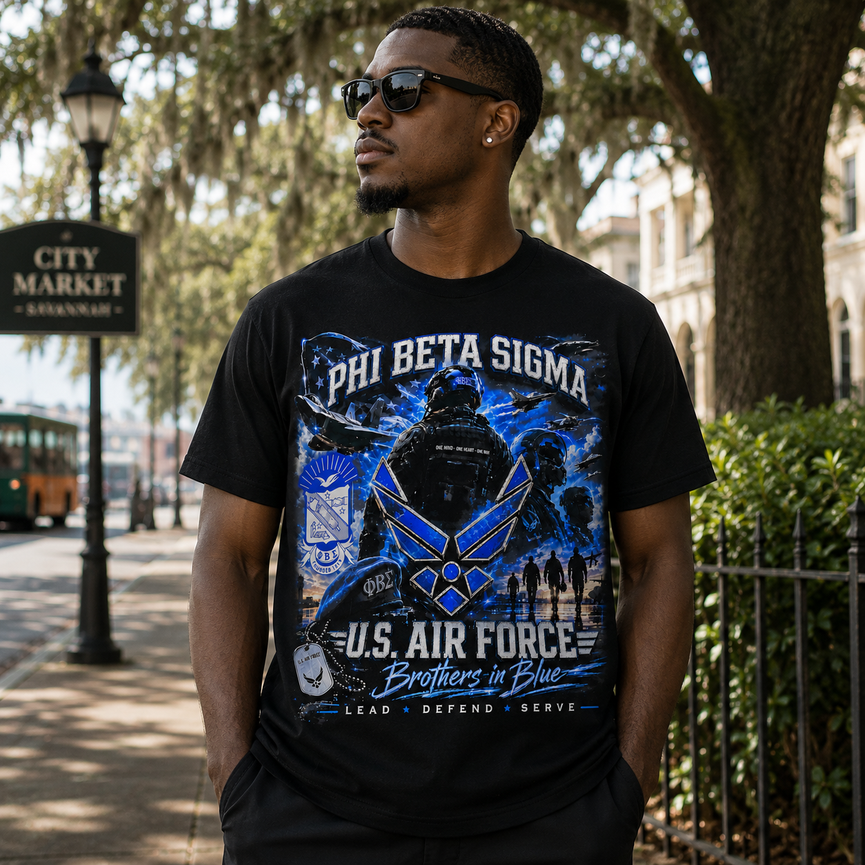 Phi Beta Sigma U.S. Air Force Brothers in Blue Graphic T-Shirt