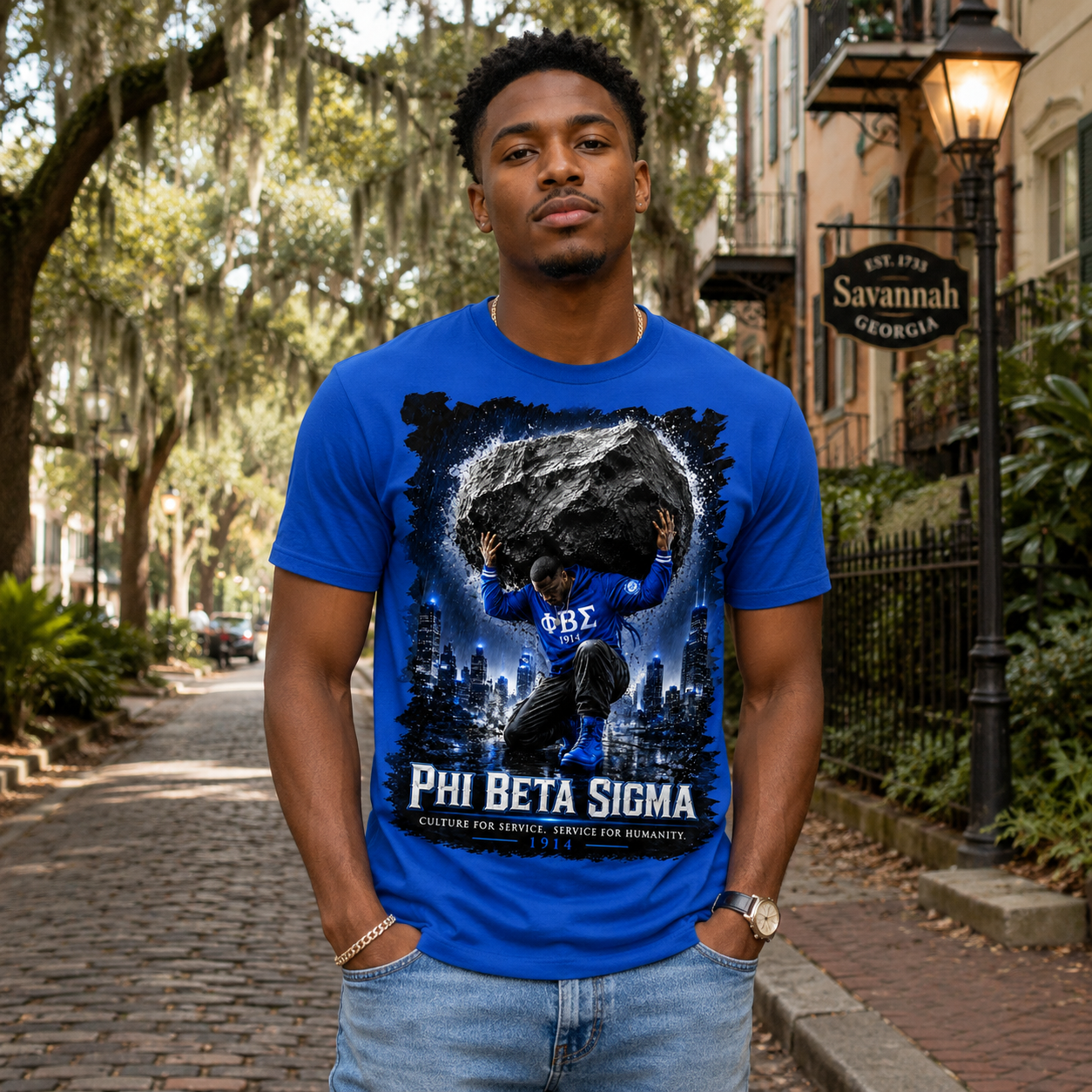 Phi Beta Sigma Strength Graphic Blue T-Shirt