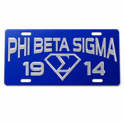 Phi Beta Sigma 1914 Blue Chrome Decorative License Plate