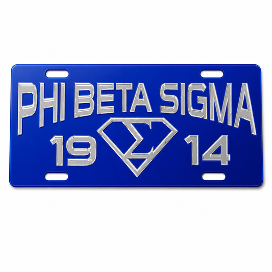 Phi Beta Sigma 1914 Blue Chrome Decorative License Plate