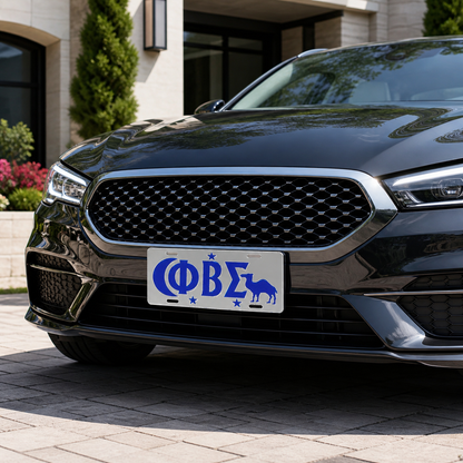 Phi Beta Sigma Blue and Silver Greek Letter License Plate