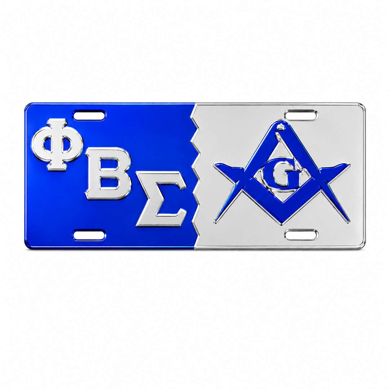Phi Beta Sigma Masonic Blue and Silver License Plate