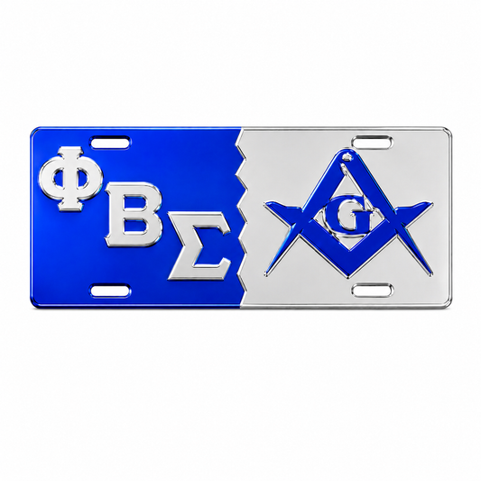 Phi Beta Sigma Masonic Blue and Silver License Plate