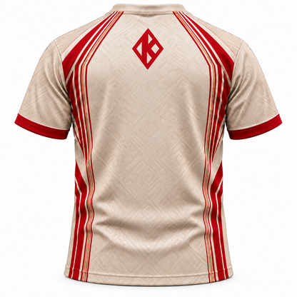 Kappa Alpha Psi Cream & Crimson Vertical Greek Letters All-Over Print T-Shirt