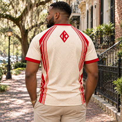 Kappa Alpha Psi Cream & Crimson Vertical Greek Letters All-Over Print T-Shirt