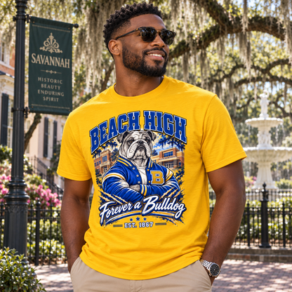 Beach High Bulldogs Forever a Bulldog Gold T-Shirt