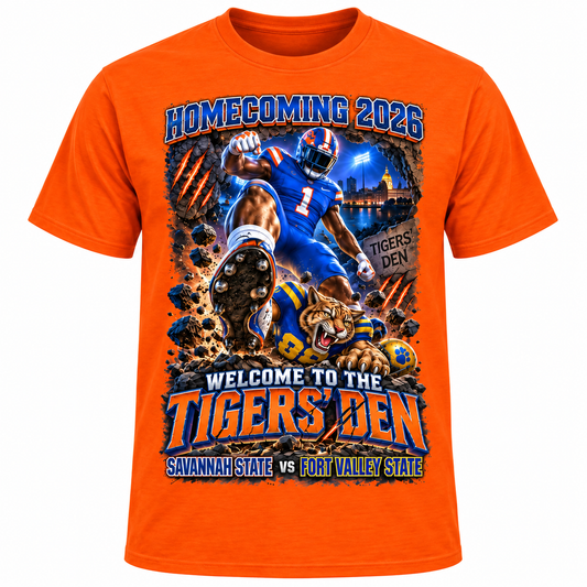 Savannah State vs Fort Valley State Homecoming 2026 Tigers’ Den Orange T-Shirt