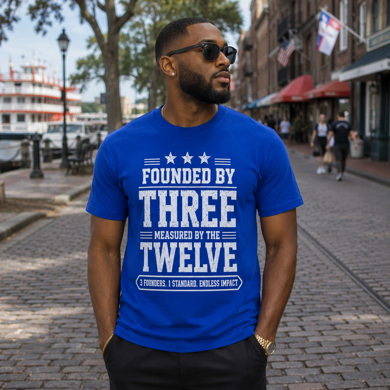 Phi Beta Sigma Founded by Three Measured by Twelve Blue T-Shirt