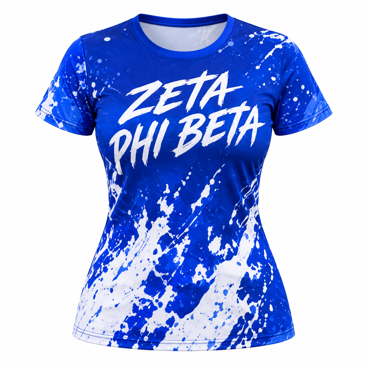 Zeta Phi Beta Blue & White Paint Splash All-Over Print Shirt