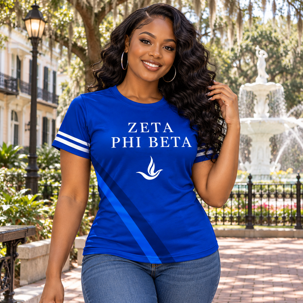 Zeta Phi Beta Royal Blue Dove All-Over Print Shirt