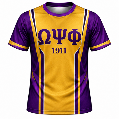 Omega Psi Phi 1911 Purple & Gold Bulldog All-Over Shirt