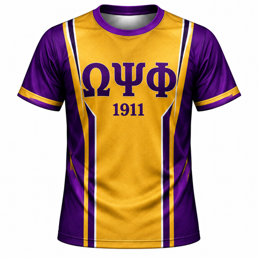 Omega Psi Phi 1911 Purple & Gold Bulldog All-Over Shirt
