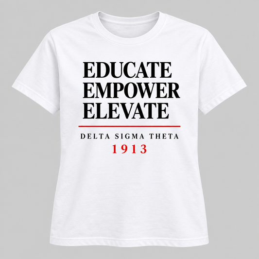 Delta Sigma Theta Educate Empower Elevate 1913 White T-Shirt