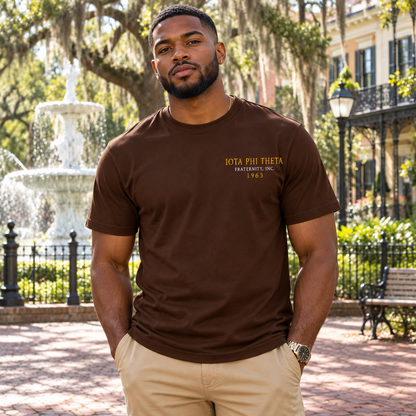 Iota Phi Theta 1963 Minimal Left Chest Brown T-Shirt