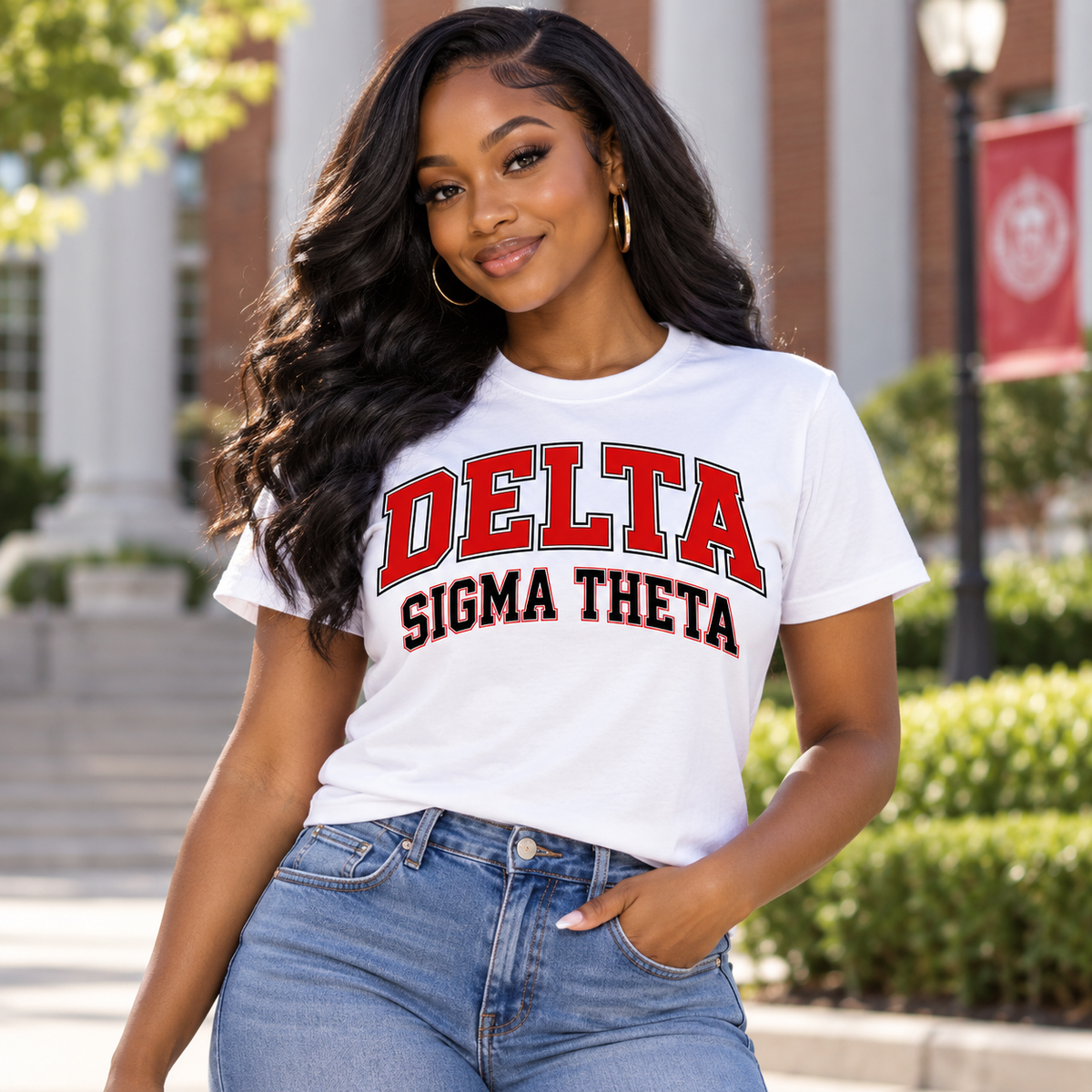 Delta Sigma Theta Collegiate Arch White T-Shirt