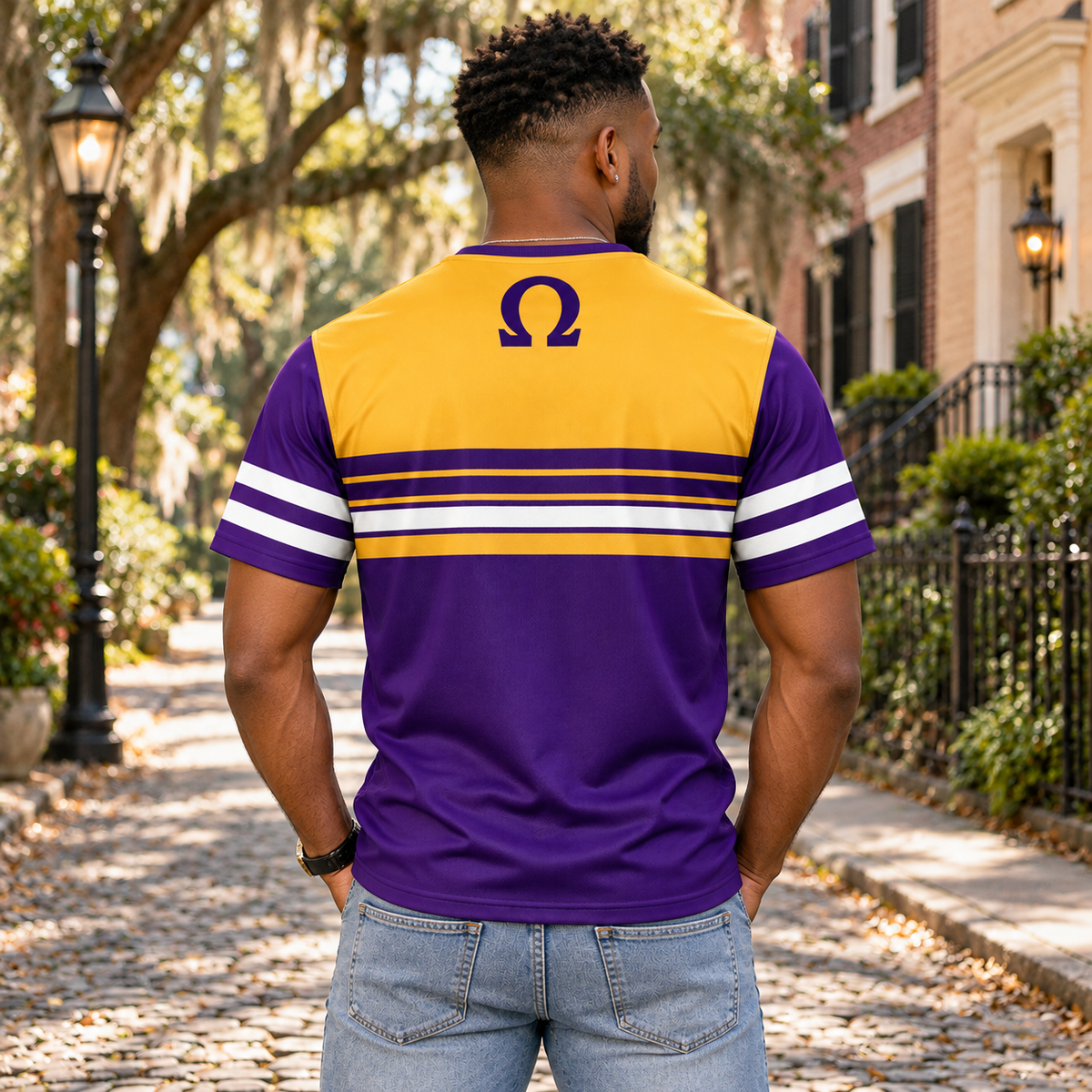 Omega Psi Phi 1911 Purple & Gold Varsity Performance T-Shirt