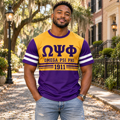 Omega Psi Phi 1911 Purple & Gold Varsity Performance T-Shirt