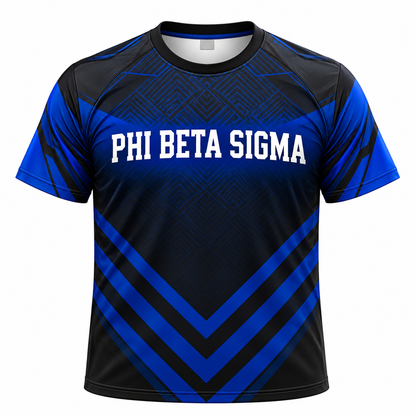 Phi Beta Sigma Royal Blue & Black Geometric All-Over Shirt