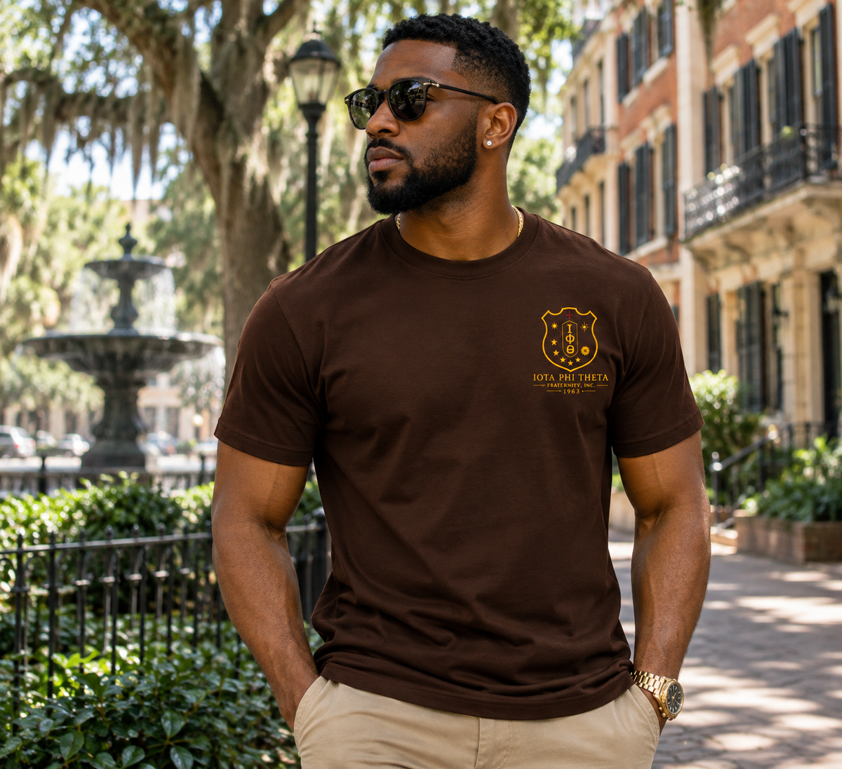 Iota Phi Theta Crest Brown T-Shirt
