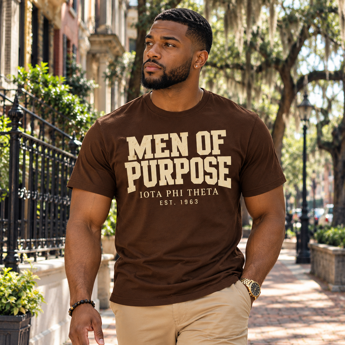 Iota Phi Theta Men of Purpose Brown T-Shirt