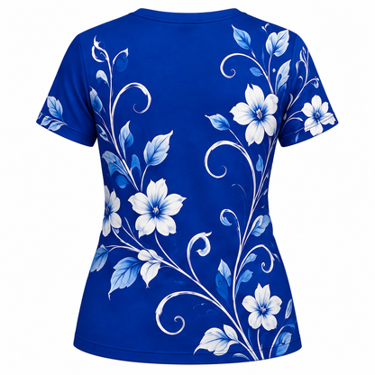 Zeta Phi Beta Royal Blue Floral All-Over Print Shirt