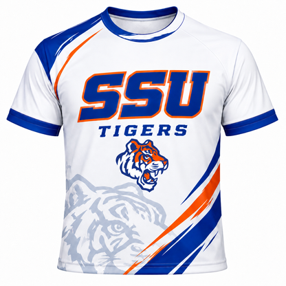 Savannah State University SSU Tigers White All-Over Print T-Shirt