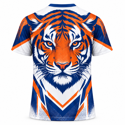 Savannah State University Tigers White Blue & Orange All-Over Print T-Shirt