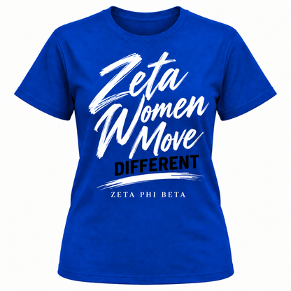 Zeta Phi Beta Women Move Different Royal Blue T-Shirt