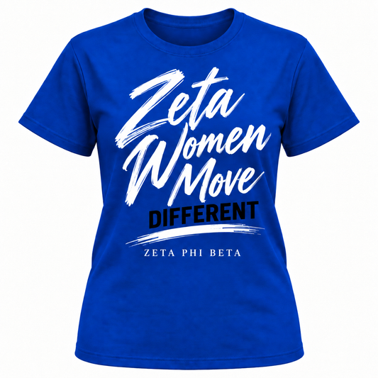 Zeta Phi Beta Women Move Different Royal Blue T-Shirt