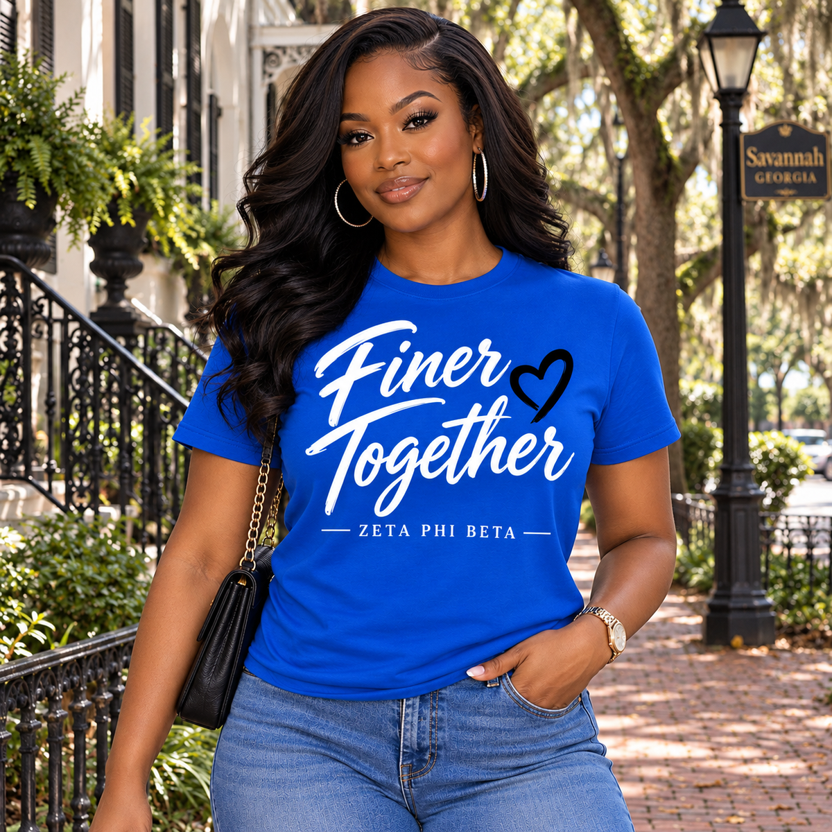 Zeta Phi Beta Finer Together Royal Blue T-Shirt