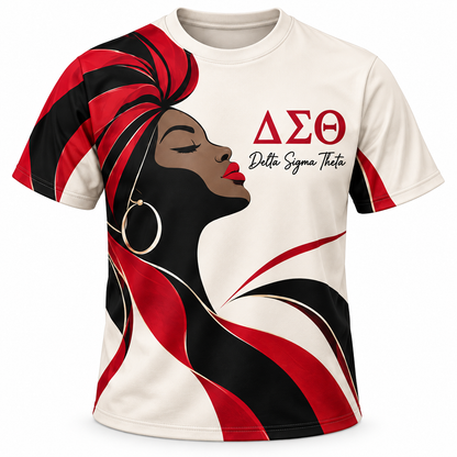 Delta Sigma Theta Queen Silhouette Red Black All-Over Shirt