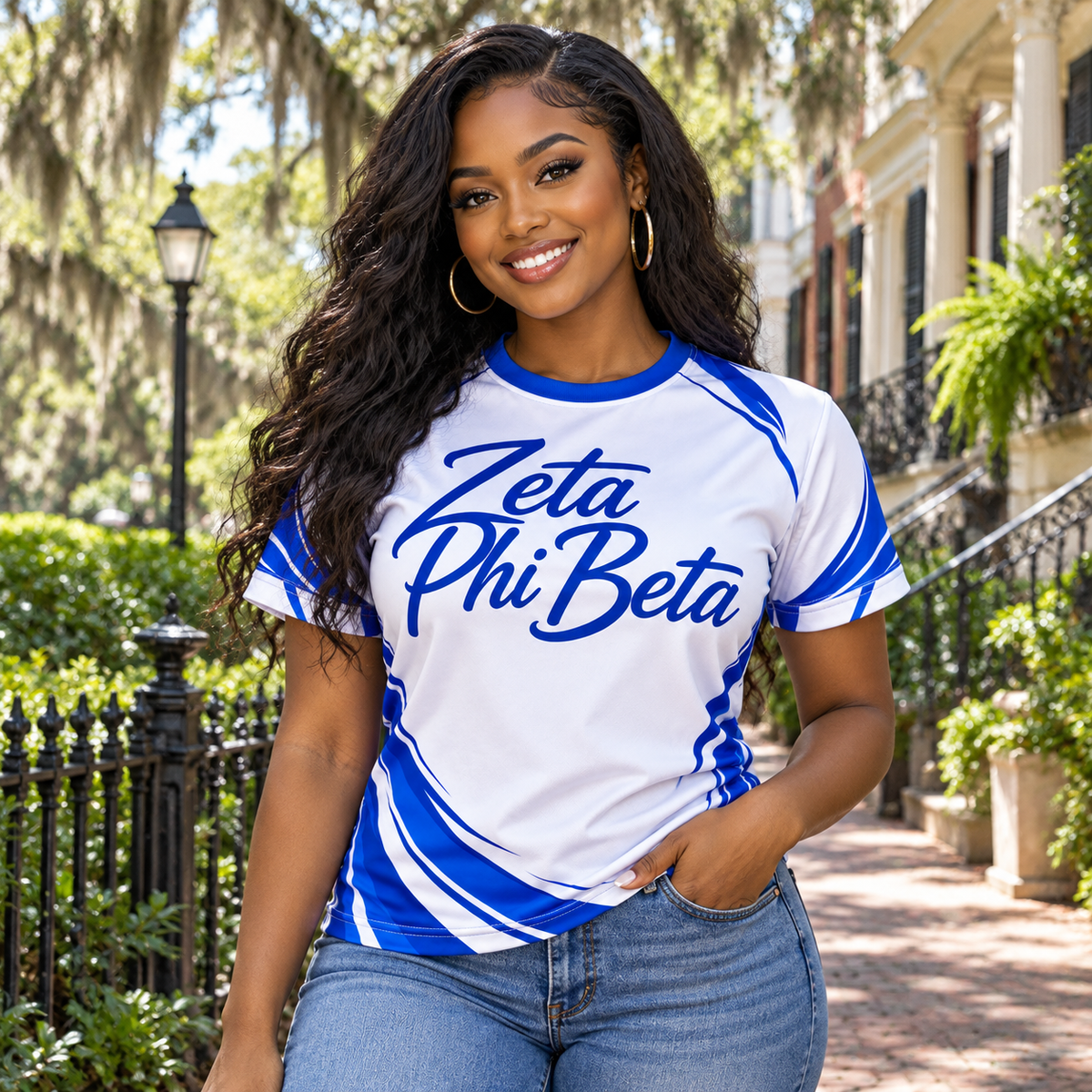 Zeta Phi Beta Royal Blue Wave All-Over Print Shirt